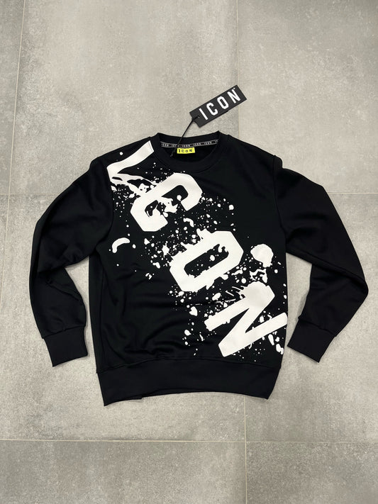 Felpa ICON con girocollo c/logo schizzi